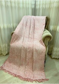Resim Özlü Home Lüks Pamuklu Koltuk Çekyat Örtüsü Somon 170x220 Çift Taraflı Terletmez Kaymaz Toplanmaz Somon 