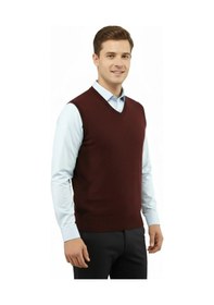 Resim Çizgi Triko Erkek V Yaka Süveter Çelik Örgü Regular Kalıp 5200h Bgl-st04962 Bordo 