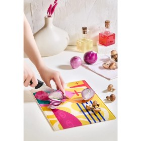 Resim Çok Renkli Cam Kesme Tahtası 25X35, Isıya Dayanıklı, Kırılmaz, Şık ve Kullanışlı 