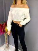 Resim TİLLE Krem Içi Pamuklu Crop 