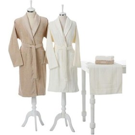 Resim Özdilek Camellia Happy Aile Seti Bornoz Takımı Bej - Krem M-L Krem 