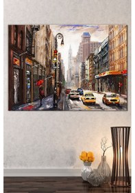 Resim Yeni Yıl New Year Yılbaşı Kış Suluboya Efektli Dekoratif Kanvas Tablo (8 Farklı Ölçü) 30 x 20 