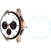 Resim Samsung Galaxy Uyumlu Watch4 İçin Classic 46mm Enkay Hat-prince Tam Kapsama Electleplat Soft Case Tpu Hd Clear Cover + Temperli Cam Koruyucu 