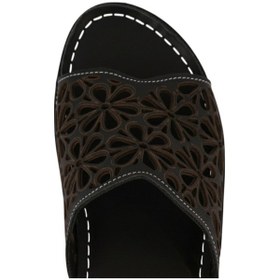Resim Napa Shoes Rahat Kalıp Lazer Detaylı Hakiki Deri Kadın Dolgu Topuk Terlik Napa-226l Siyah 