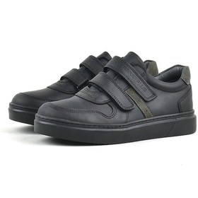 Resim Rakerplus Hakiki Deri Siyah Cırtlı Erkek Çocuk Sneaker Ayakkabı 