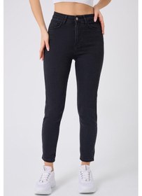 Resim Kadın Skinny Fit Yüksek Bel Jeans Siyah Siyah 