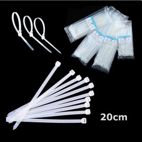 Resim Beyaz Cırt Plastik Kelepçe 20 Cm Kablo Bağı - 3.6 200mm 100 Adet 
