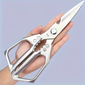 Resim 1 adet Ağır Hizmet Tipi Paslanmaz Çelik Mutfak Makası - Profesyonel Et, Kümes Hayvanı, Balık, Kemik Kesme Makası, Bıçaklı ve Ergonomik Saplı - Ağır Hizmet Tipi Yapı, Gıda Güvenli Ev, Restoran, Kıyım Evi, Dış Mekan İçin - Çok Fonksiyonlu Et Makası, Et Kesme Makası, Balık Kesme Makası, Kümes Hayvanı Kesme Makası, Ergonomik Saplı Makası 