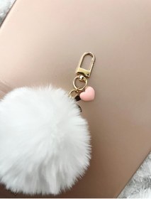 Resim JACA Tavşan Ponpon Kalp figurlu Model Charm Şık Sallantılı Çanta Aksesuarı Ve Anahtarlık 