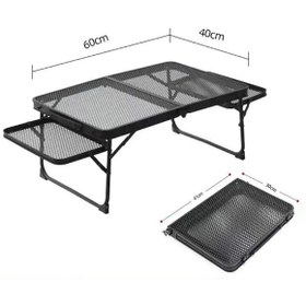 Resim Taşınabilir Katlanır Kamp Masası Hafif, Dayanıklı, File Yüzeyli Outdoor Piknik Masası Siyah 
