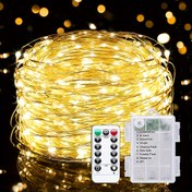 Resim 1 adet Sıcak Beyaz LED Peri Işıkları, Pille Çalışan, Uzaktan Kumanda & Zamanlayıcı ile - 50/100/200 LED'ler, 5.0metre/10.0metre/19.99metre Uzunluklar, Parıltı & Yanıp Sönen Modlar, Yatak Odası, İç Mekan, Düğün, Yurt, Noel, Cadılar Bayramı Dekoru, Oda için Pil Işıkları 