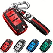 Resim TPR Malzeme Araba Anahtar Kabuğu Kılıfı, VW Polo, Tiguan, Passat B5 B6 B7, Golf, Jetta MK6, Octavia ile Uyumlu - Anahtarlıklı Dayanıklı Anahtar Kılıfı 