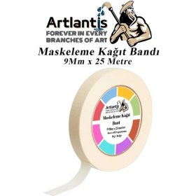 Resim Artlantis Maskeleme Bandı Kağıt Bant 9 mm 25 Metre 1 Adet Boya Bantı Maskeleme Kağıt Bant Duvar Yağlı Boya Badana 