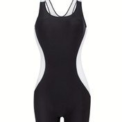 Resim Kızlar için Yüksek Esneklikli Tek Parça Mayo Çıkarılabilir Göğüs Pedleri ile - Sporcu Klasik Kesim Sırt Tasarımı, Makinede Yıkanabilir Her Mevsim Siyah & Beyaz Plaj, Yüzme ve Spor Mayo, Yüksek Bel 
