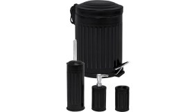 Resim Vintage Serisi Amortisör Kapaklı 4'lü Banyo Seti Çöp Kovası 