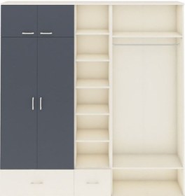 Resim Arges Dolap 12 Raflı 2 Çekmeceli 2 Askılı 220x30x243 Aytaşı-antrasit/aytaşı Antrasıt/aytası 