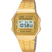 Resim Düz A168WG-9W Retro Gold Dijital Kol Saati Altın Beyaz 3 Atm Otomatik Alüminyum 2 Yıl Takvim Çelik 