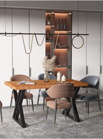 Resim deryawood Raweyn Masif Ahşap Algol Mutfak Masası 60x120x76 Cm 