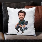 Resim Elektro Gitar Çalan Erkek Karikatürlü Yastık 