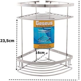 Resim Geseus Paslanmaz Iki Gözlü Banyo Köşe Rafı Şampuanlık 304 Kalite Çok Renkli 