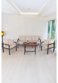 Resim Neokas Metal Bahçe Takımı, Balkon Seti, Kafe Koltuğu, Bekleme Alanı Koltuğu, 1 + 1 + 3 + M Antrasit 