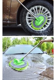 Resim Oto Yıkama Temizleme Fırçası Mopu Mikrofiber Çok Fonksiyonlu Teleskopik 