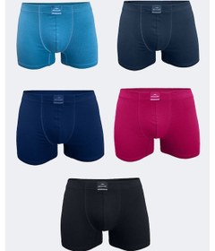 Resim Malabadi Erkek Renkli 5 Li Pamuk Elastan Boxer 5m074 Mavi - Füme - Lacivert - Bordo - Siyah 