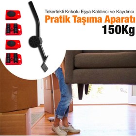 Resim SSMobil 150kg Süper Çok Amaçlı Tekerlekli Mobilya Taşıma Kaydırma Krikolu Beyaz Eşya Taşıma Aparatı 