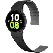 Resim Noktaks - Samsung Watch 5 44mm Uyumlu - Kordon 20mm Çizgili Desenli Silikon Kordon Krd-111 - Siyah 