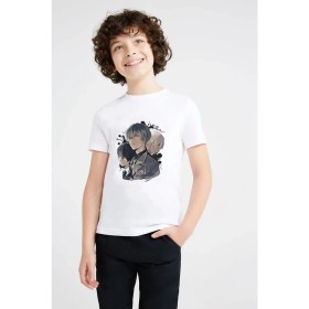 Resim Qivi Anime Tokyo Ghoul Anteiku Baskılı Unisex Çocuk Beyaz T-Shirt 