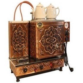 Resim Tiryaki Bakır Çay Kazanı 2 Demlikli 