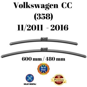Resim Volkswagen Vw Cc 358 2011 2012 2013 2014 2015 2016 Uyumlu Ön Cam Muz Tipi Silecek Süpürgesi Seti 600/480mm Silbak 