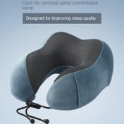 Resim 1pc Ergonomik U-Şekilli Seyahat Yastığı, Çıkarılabilir Kılıflı, Noktasal Temizlik, Polyester 100% Doldurma & Kılıf, Yavaş Geri Tepme Kafa Dayama için Uçak Uykuları & Ofis Kullanımı - Mavi 