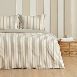 Resim Mancy Çift Kişilik İpliği Boyalı Nevresim Takımı Yeşil/Bej 