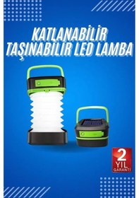 Resim Kamp Lambası Katlanabilir Lamba Solar Şarjlı Led Lamba El Fenerli Çok Renkli 