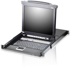 Resim ATEN-CL5708IMT 8-Port PS/2-USB VGA LCD KVM over IP Switch with 17 LED-backlit LCD monitor in a Slideaway™, Turkish keyboard, Daisy-Chain Port and USB Peripheral Support 