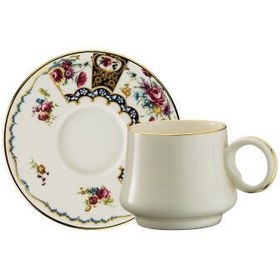 Resim Sandro Moreno 1453 Antik Rose Yüzük Gold 12 Parça 6 Kişilik Kahve Fincan Takımı 90 ml 