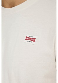 Resim Only & Sons Erkek Onsdawson Regular Fit Kısa Kollu %100 Pamuk T-shirt 22033190 Ekru Ekru 