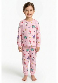 Resim Cute Hello Kitty Ve Kuromi Desenli Kız Çocuk Pijama Takımı Pembe 