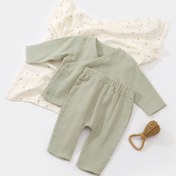 Resim Baby Organik Kruvaze Uzun Kollu Tshirt Pantolon Set 
