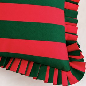 Resim Formentera Stripe Fırfır Kenarlı Kırlent Kılıfı - 30x50 cm / İç Yastık Dahil 