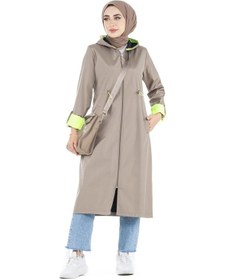 Resim Sevitli Neon Trençkot-vizon-2450-vizon Vizon 