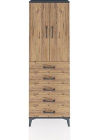 Resim Arges Dolap 3 Raflı 5 Çekmeceli 2 Kapaklı 60x30x182 Antrasit-çam Antrasit 