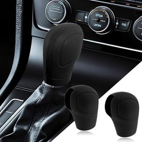Resim 2 adet araç vites topuzu kapağı, evrensel vites kolu silikon kapak, kaymaz koruma, araba vites topuzu kolu (siyah, silikon, %100, 4,5 cm x 8 cm) 