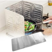 Resim Neonova Ocak Yağ Sıçrama Koruyucu Katlanır Alüminyum Levha -Kolay Silinir Piknik Tüpü Rüzgar Önleyici Panel 