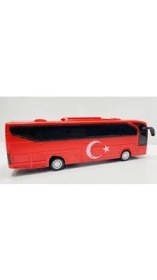 Resim Canem Can-Em Kırmızı Türk Bayraklı Sürtmeli Oyuncak Otobüs Motor Becerilerini Destekleyen Model 