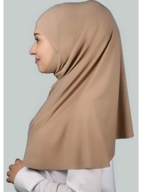 Resim Altobeh Hazır Türban Peçeli Pratik Eşarp Tesettür Nikaplı Hijab - Namaz Örtüsü Sufle (XL) - Koyu Bej 