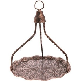 Resim Yuvarlak Dalgalı Askılı Tepsi Antik Bakır Renk 