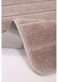 Resim Doğal Kaymaz Taban Banyo Paspas Set Yumuşak Dokulu Su Emici Yıkanabilir Yeni Çizgili Set 50x80-50x40 Vizon 