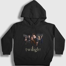 Resim Unisex Çocuk Siyah Poster Cullen Family Twilight Kapüşonlu Sweatshirt 